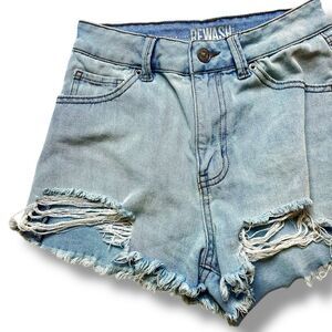 Rewash Light Blue Distressed High Waist Denim Shorts Size 25